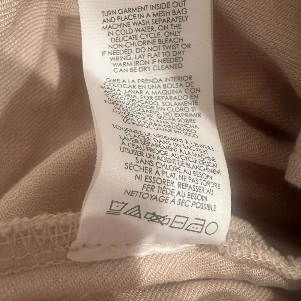 Linen Blend Trouser CAbi Traipse Pleated Wide Leg Neutral Career Office Sz 4